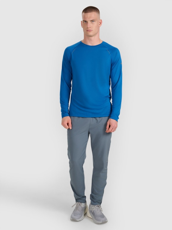 Męski longsleeve do biegania 4F 4FWAW25TFLOM413 - niebieski