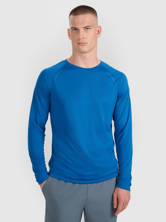 Męski longsleeve do biegania 4F 4FWAW25TFLOM413 - niebieski