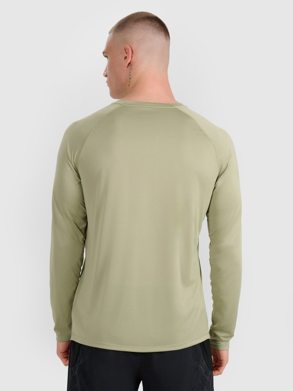 Męski longsleeve do biegania 4F 4FWAW25TFLOM413 - oliwkowy