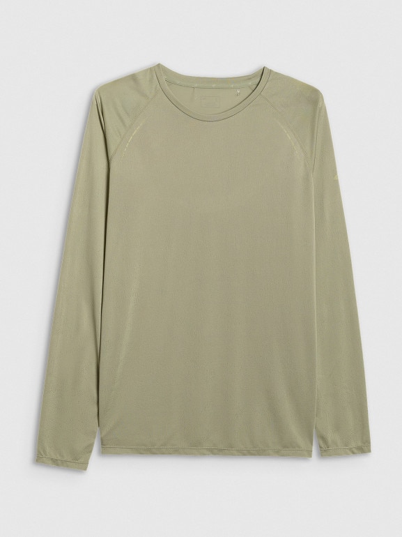 Męski longsleeve do biegania 4F 4FWAW25TFLOM413 - oliwkowy