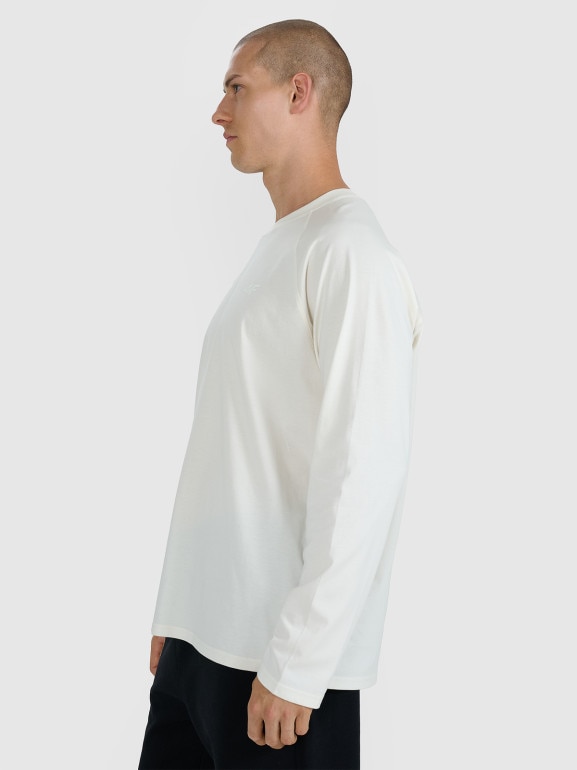 Męski longsleeve basic 4F 4FWAW25TLONM474 - beżowy