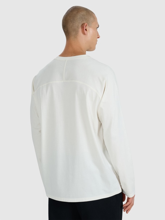 Męski longsleeve basic 4F 4FWAW25TLONM474 - beżowy