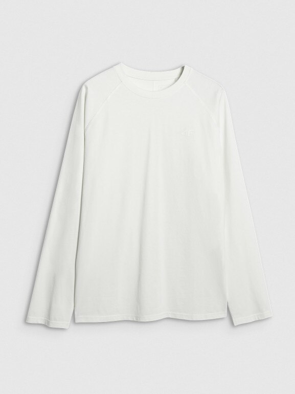 Męski longsleeve basic 4F 4FWAW25TLONM474 - beżowy