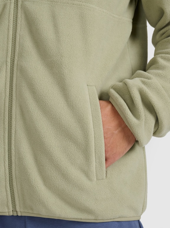 Męski polar nierozpinany ze stójką 4F 4FWAW25TFLEM357 - oliwkowy