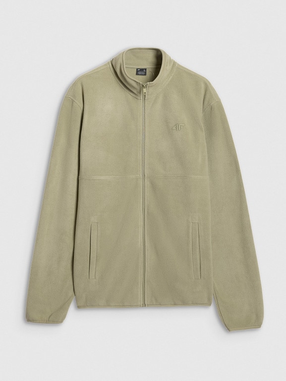 Męski polar nierozpinany ze stójką 4F 4FWAW25TFLEM357 - oliwkowy