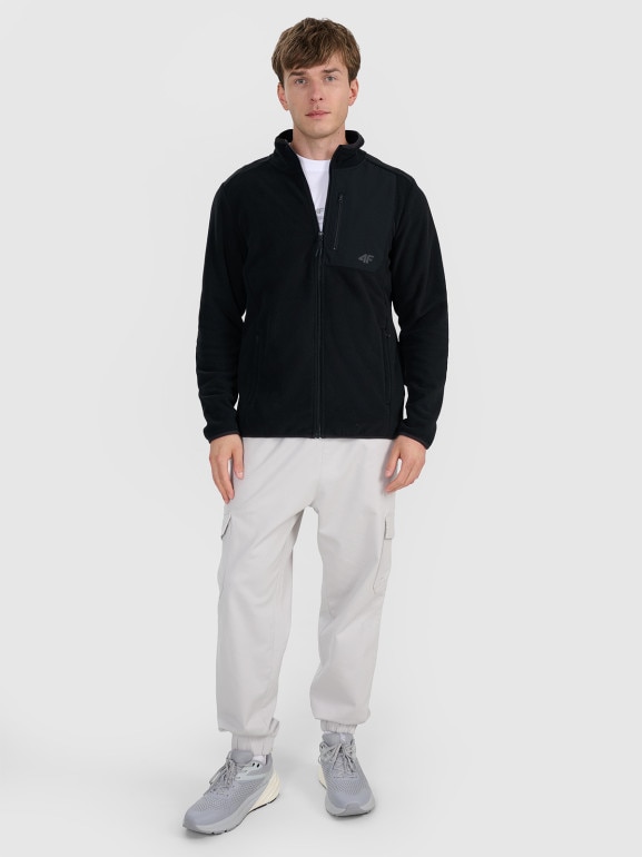 Męski polar rozpinany bez kaptura 4F 4FWAW25TFLEM414 - czarny