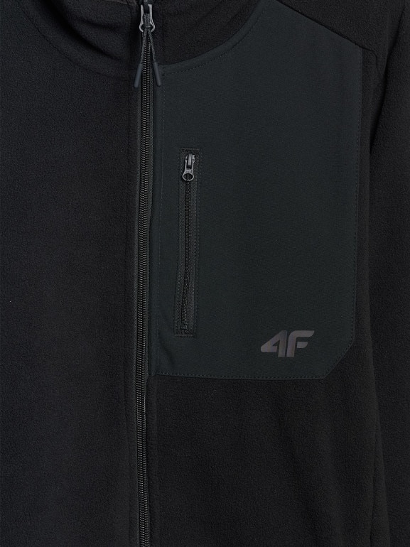 Męski polar rozpinany bez kaptura 4F 4FWAW25TFLEM414 - czarny