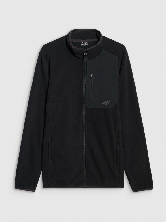 Męski polar rozpinany bez kaptura 4F 4FWAW25TFLEM414 - czarny