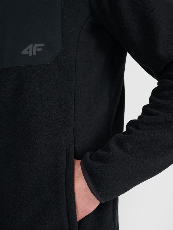 Męski polar rozpinany bez kaptura 4F 4FWAW25TFLEM414 - czarny