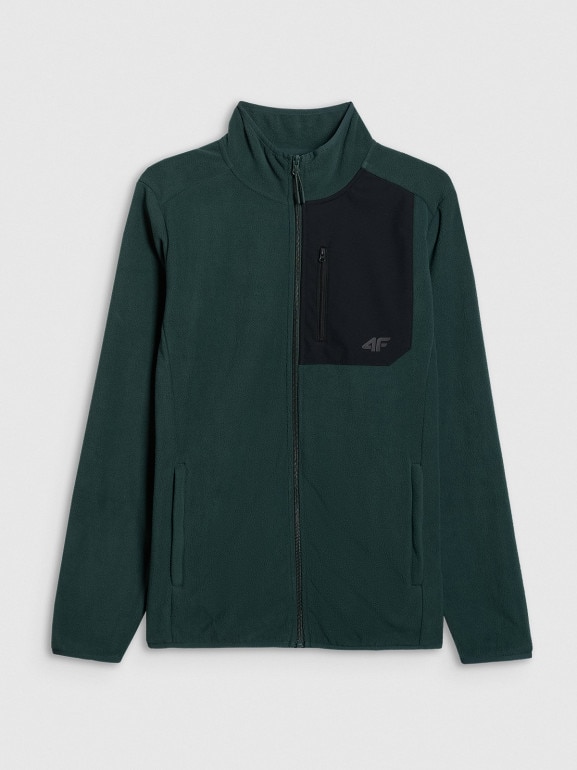 Męski polar rozpinany bez kaptura 4F 4FWAW25TFLEM414 - zielony