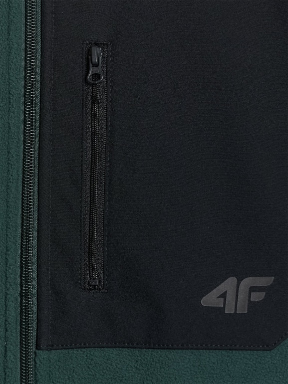 Męski polar rozpinany bez kaptura 4F 4FWAW25TFLEM414 - zielony