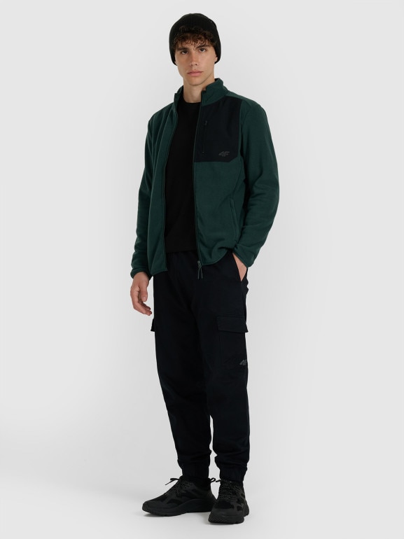 Męski polar rozpinany bez kaptura 4F 4FWAW25TFLEM414 - zielony