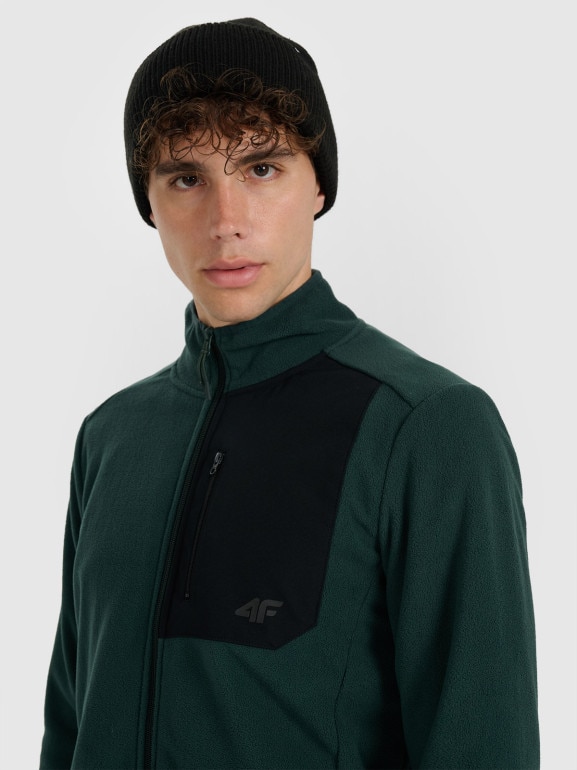 Męski polar rozpinany bez kaptura 4F 4FWAW25TFLEM414 - zielony