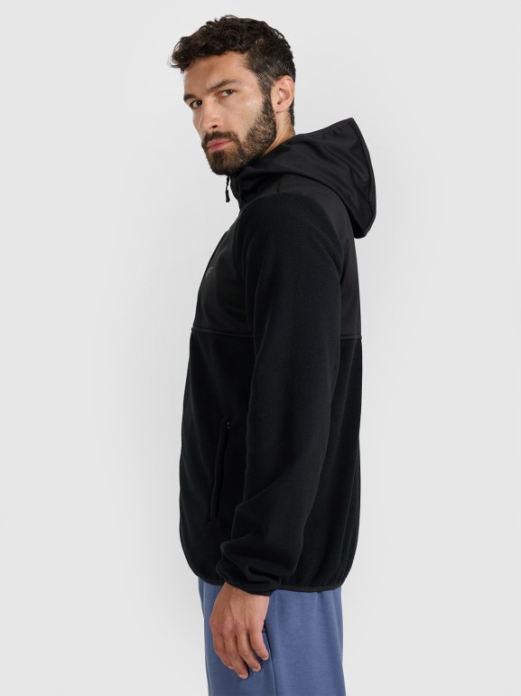 Męski polar rozpinany bez kaptura 4F 4FWAW25TFLEM417 - czarny