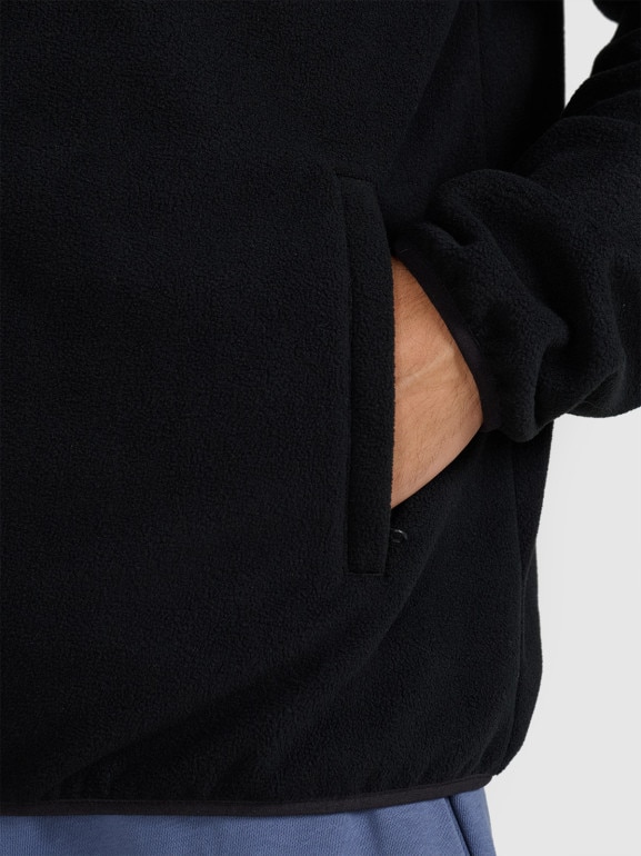 Męski polar rozpinany bez kaptura 4F 4FWAW25TFLEM417 - czarny