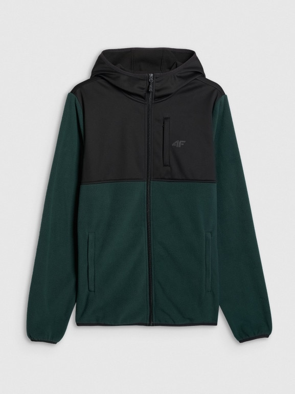 Męski polar rozpinany bez kaptura 4F 4FWAW25TFLEM417 - zielony