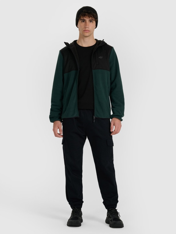 Męski polar rozpinany bez kaptura 4F 4FWAW25TFLEM417 - zielony