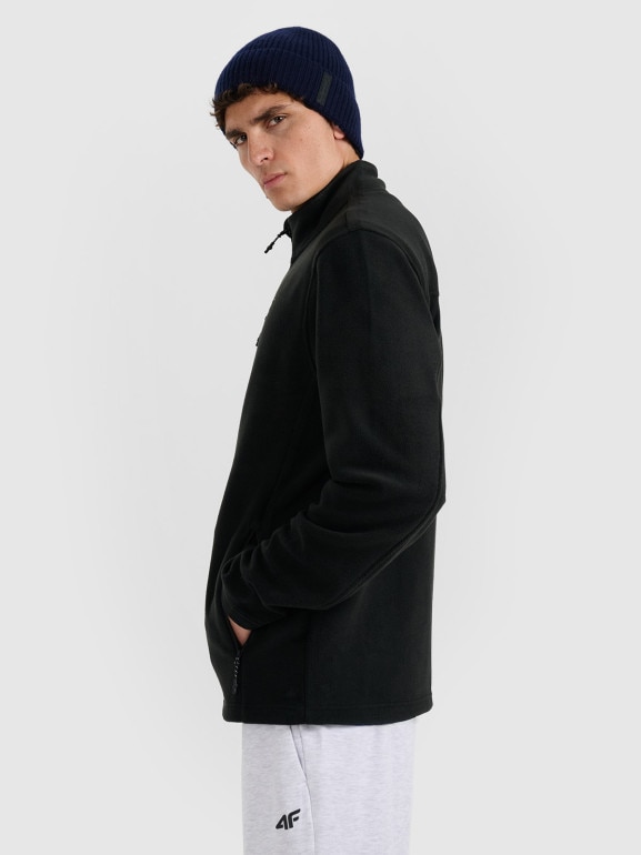Męski polar rozpinany ze stójką 4F 4FRMM00TFLEM435 - czarny