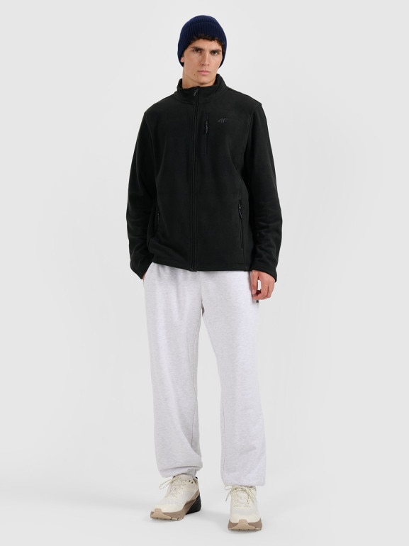 Męski polar rozpinany ze stójką 4F 4FRMM00TFLEM435 - czarny