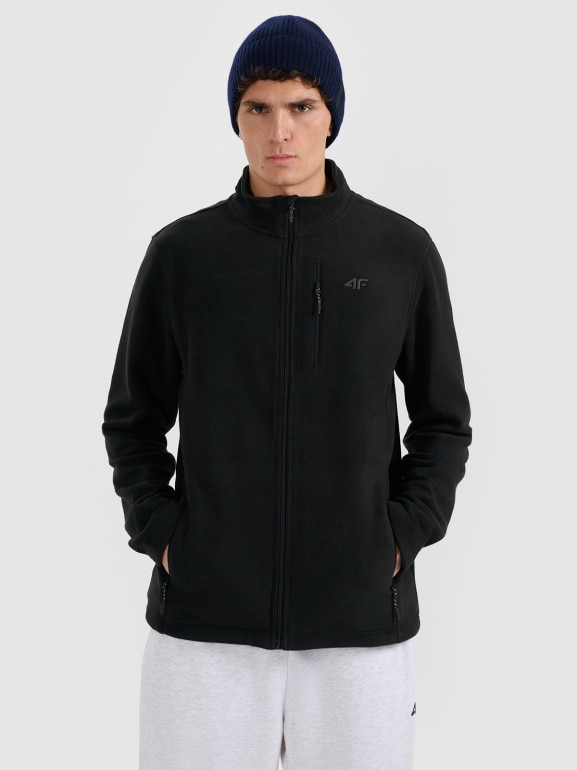 Męski polar rozpinany ze stójką 4F 4FRMM00TFLEM435 - czarny
