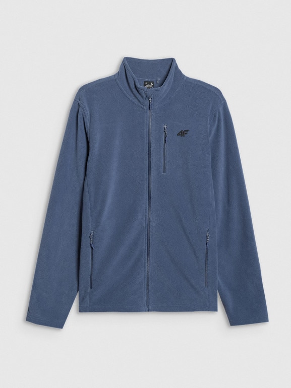 Męski polar rozpinany ze stójką 4F 4FRMM00TFLEM435 - granatowy