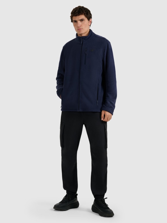 Męski polar rozpinany ze stójką 4F 4FRMM00TFLEM435 - granatowy