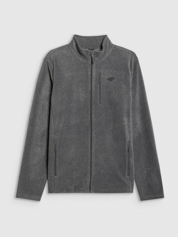 Męski polar rozpinany ze stójką 4F 4FRMM00TFLEM435 - szary