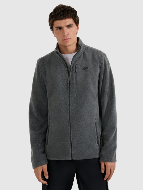 Męski polar rozpinany ze stójką 4F 4FRMM00TFLEM435 - szary