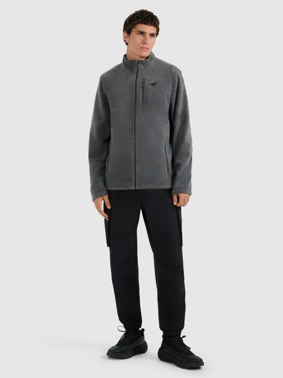 Męski polar rozpinany ze stójką 4F 4FRMM00TFLEM435 - szary