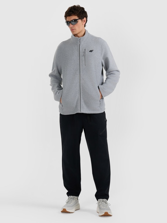 Męski polar rozpinany ze stójką 4F 4FRMM00TFLEM435 - szary