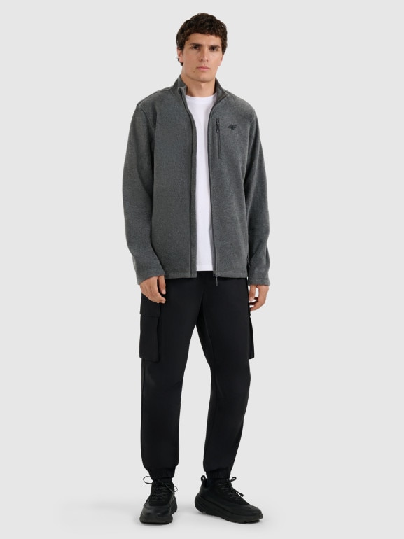 Męski polar rozpinany ze stójką 4F 4FRMM00TFLEM435 - szary