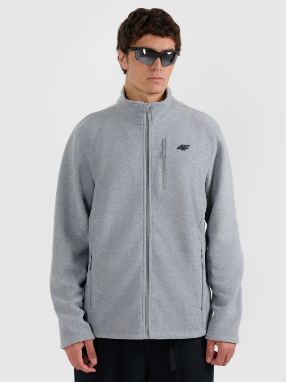Męski polar rozpinany ze stójką 4F 4FRMM00TFLEM435 - szary