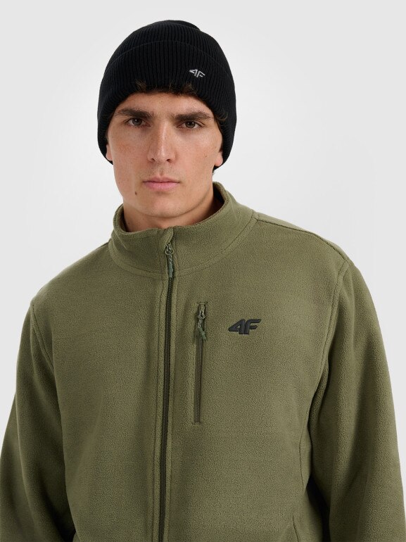Męski polar rozpinany ze stójką 4F 4FRMM00TFLEM435 - zielony