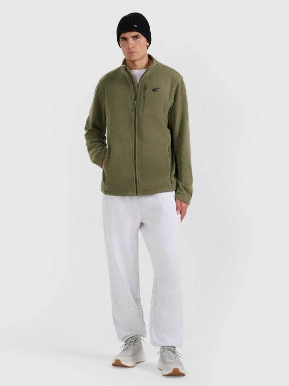 Męski polar rozpinany ze stójką 4F 4FRMM00TFLEM435 - zielony