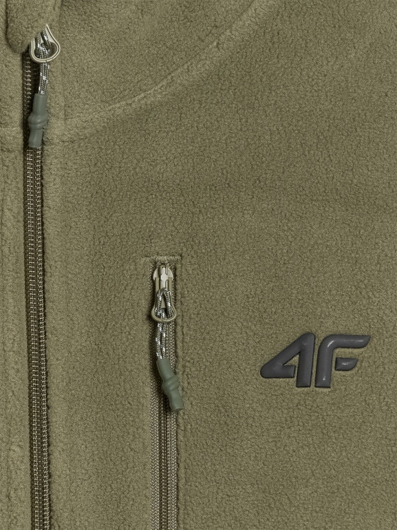 Męski polar rozpinany ze stójką 4F 4FRMM00TFLEM435 - zielony