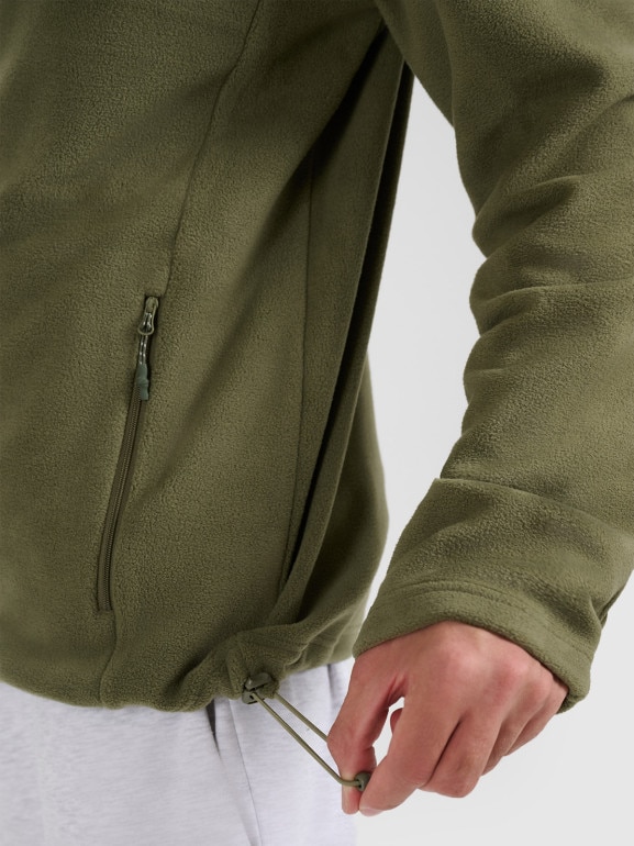 Męski polar rozpinany ze stójką 4F 4FRMM00TFLEM435 - zielony