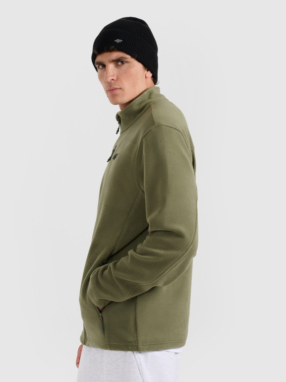 Męski polar rozpinany ze stójką 4F 4FRMM00TFLEM435 - zielony