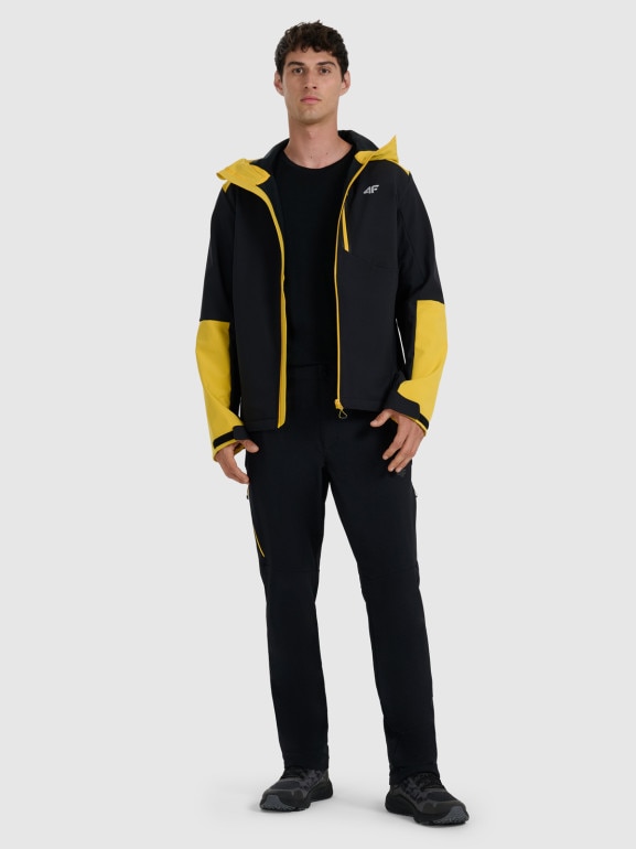 Męski softshell rozpinany z kapturem 4F 4FRAW25TSOFM506 - czarny