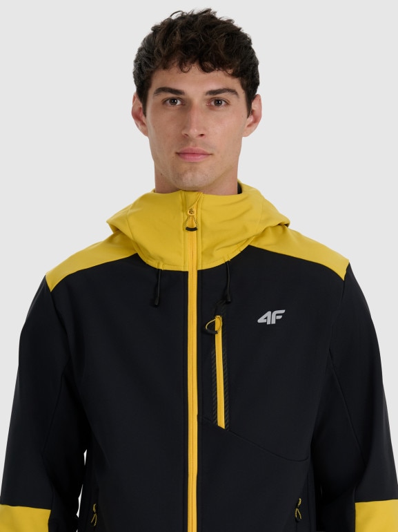 Męski softshell rozpinany z kapturem 4F 4FRAW25TSOFM506 - czarny