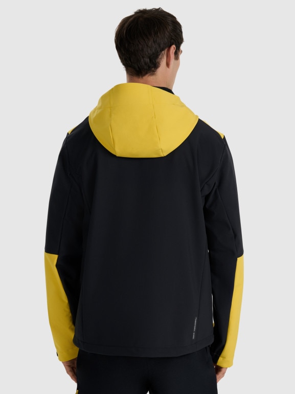 Męski softshell rozpinany z kapturem 4F 4FRAW25TSOFM506 - czarny