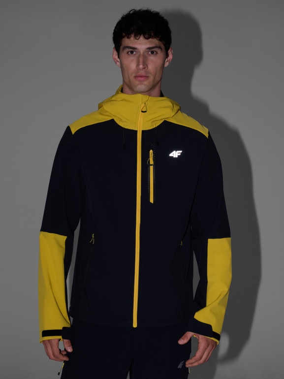 Męski softshell rozpinany z kapturem 4F 4FRAW25TSOFM506 - czarny