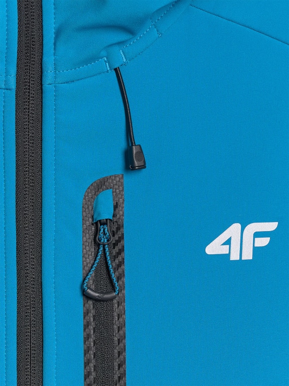 Męski softshell rozpinany z kapturem 4F 4FRAW25TSOFM506 - niebieski