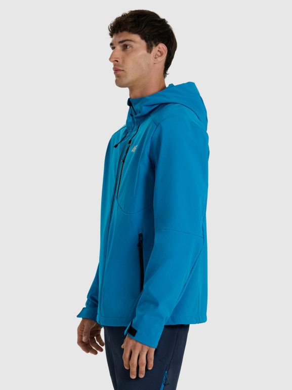 Męski softshell rozpinany z kapturem 4F 4FRAW25TSOFM506 - niebieski
