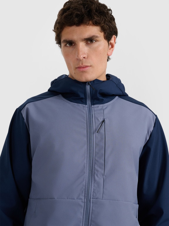 Męski softshell rozpinany z kapturem 4F 4FRSS25TSOFM436 - granatowy