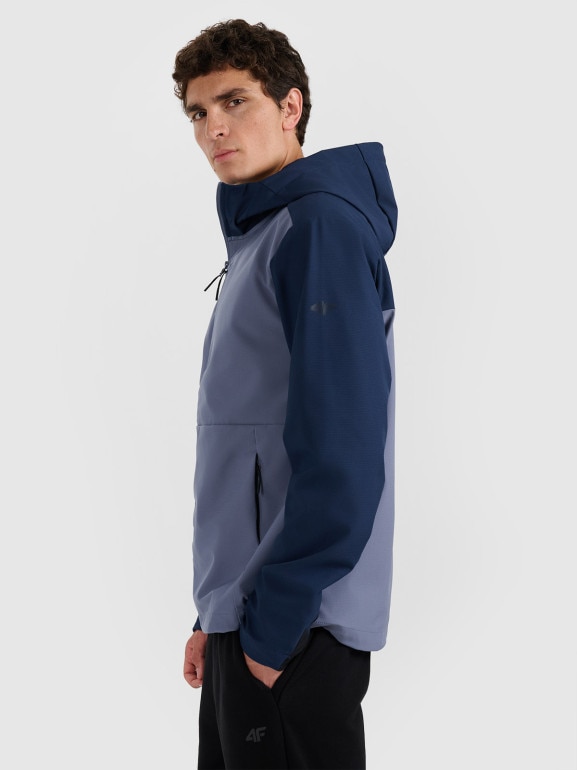 Męski softshell rozpinany z kapturem 4F 4FRSS25TSOFM436 - granatowy