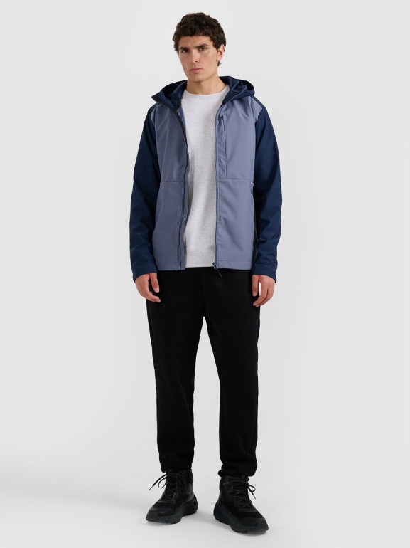 Męski softshell rozpinany z kapturem 4F 4FRSS25TSOFM436 - granatowy