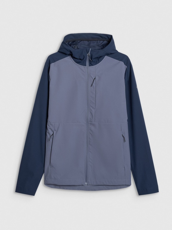 Męski softshell rozpinany z kapturem 4F 4FRSS25TSOFM436 - granatowy