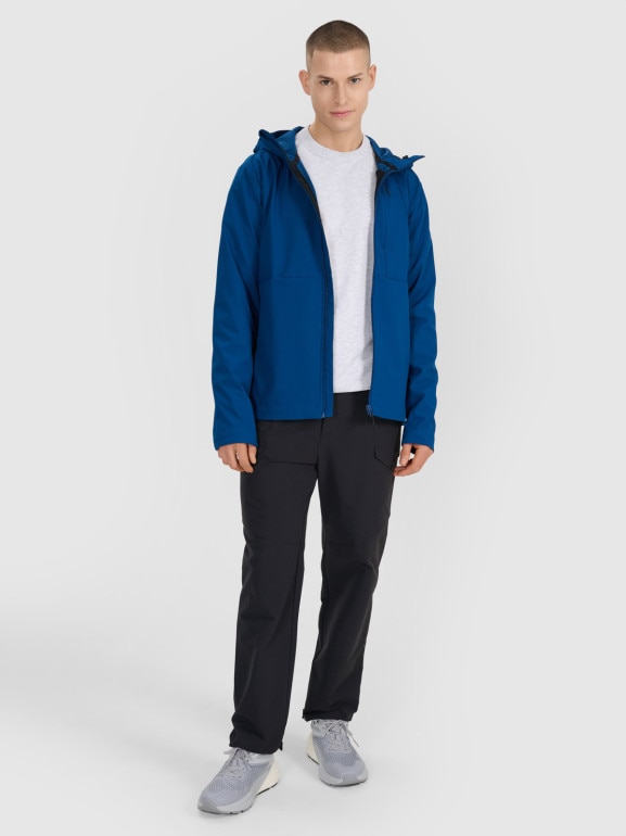 Męski softshell rozpinany z kapturem 4F 4FRSS25TSOFM436 - niebieski
