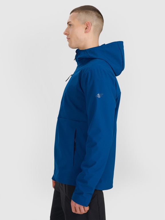 Męski softshell rozpinany z kapturem 4F 4FRSS25TSOFM436 - niebieski
