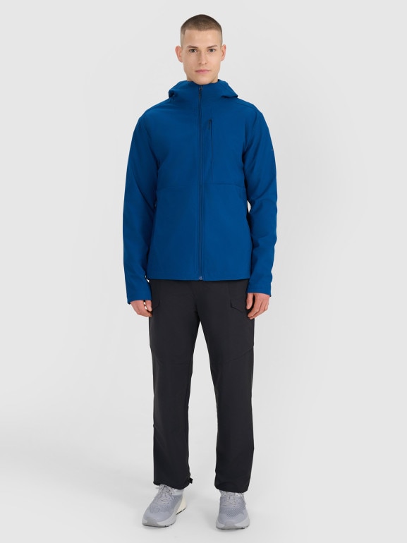 Męski softshell rozpinany z kapturem 4F 4FRSS25TSOFM436 - niebieski